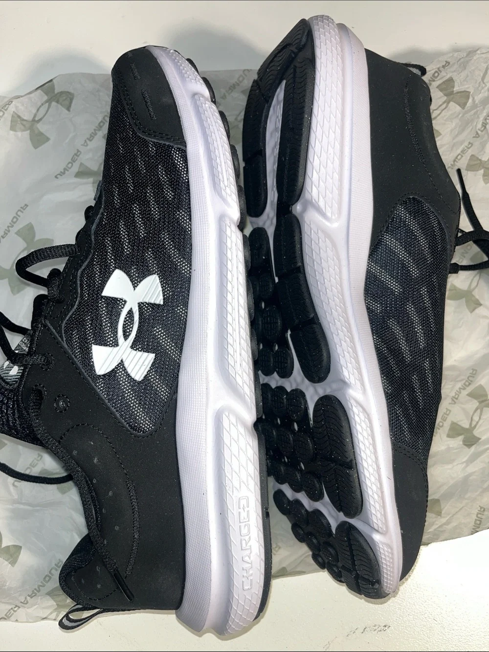Under Armour Black and White Kids' Performance Sneakers